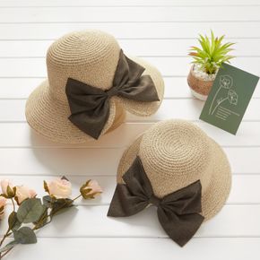 Bowknot Decor Beach Straw Hats for Mommy and Me
